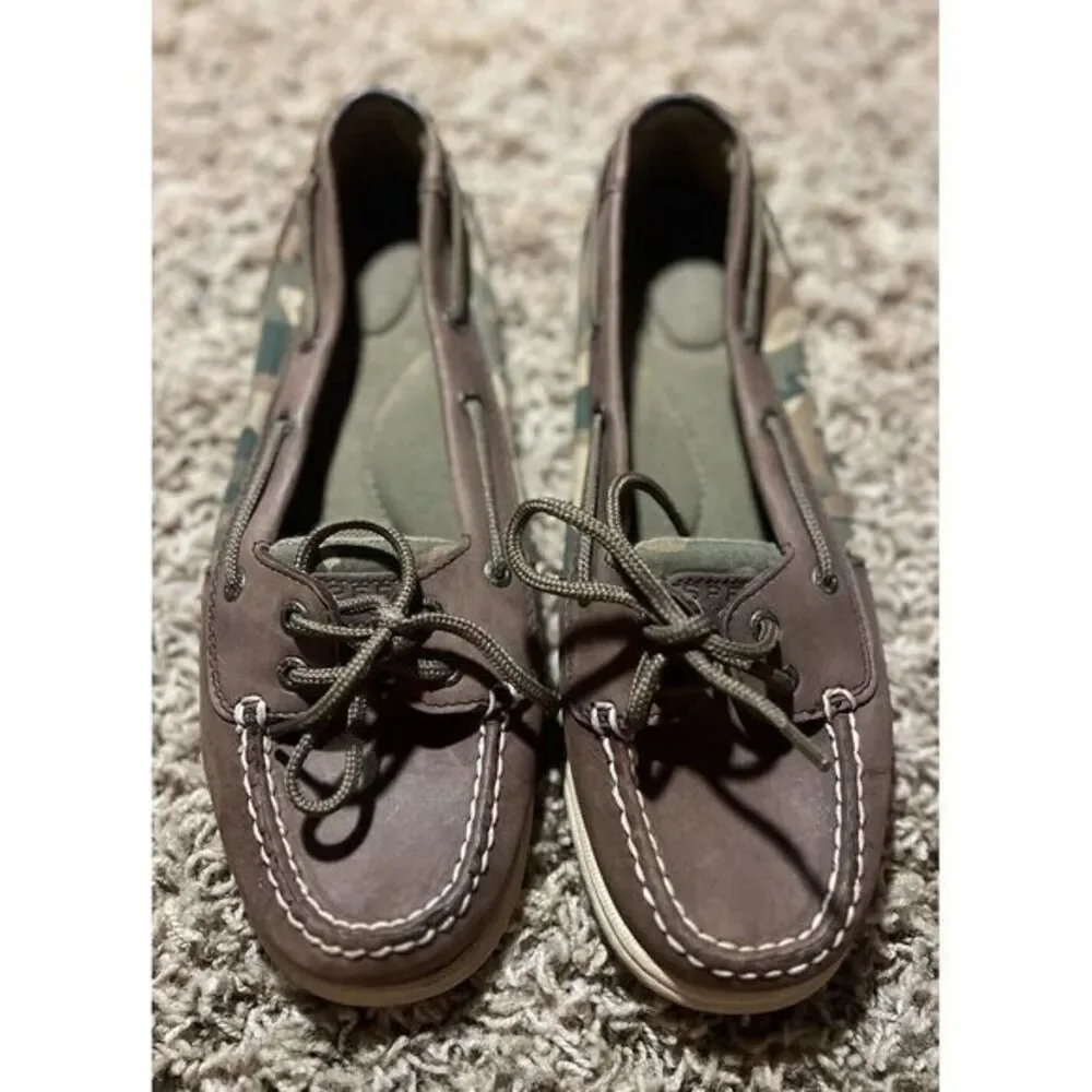 Sperry Top Sider Boat Shoes‎ Womens 9 M Camouflage Tan Leather 2-Eye 9777814